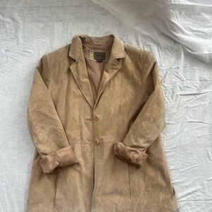 Vintage John Paul Richard Beige Leather Suede Women's Blazer